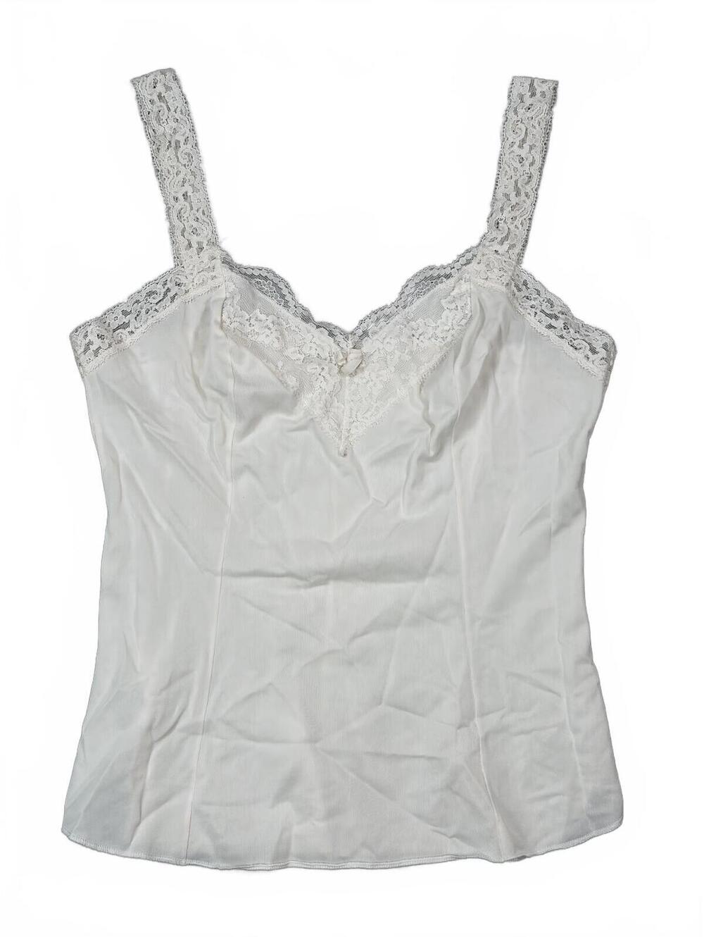 Vintage Olga First Lady 100% Cotton Ivory Lace Camisole Cottagecore Fairy Size S